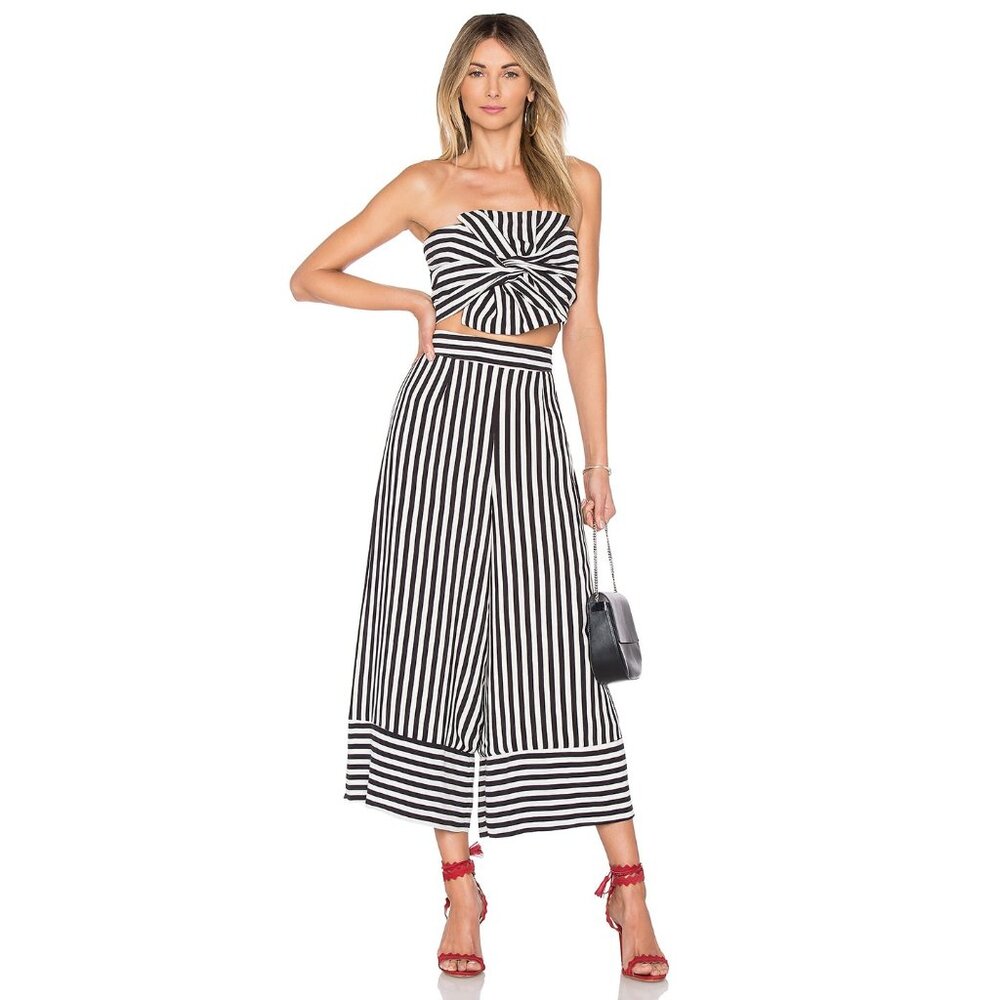 Lovers + Friends Chica Cropped Stripe Culotte Gaucho Pants and Tube Top Bustier